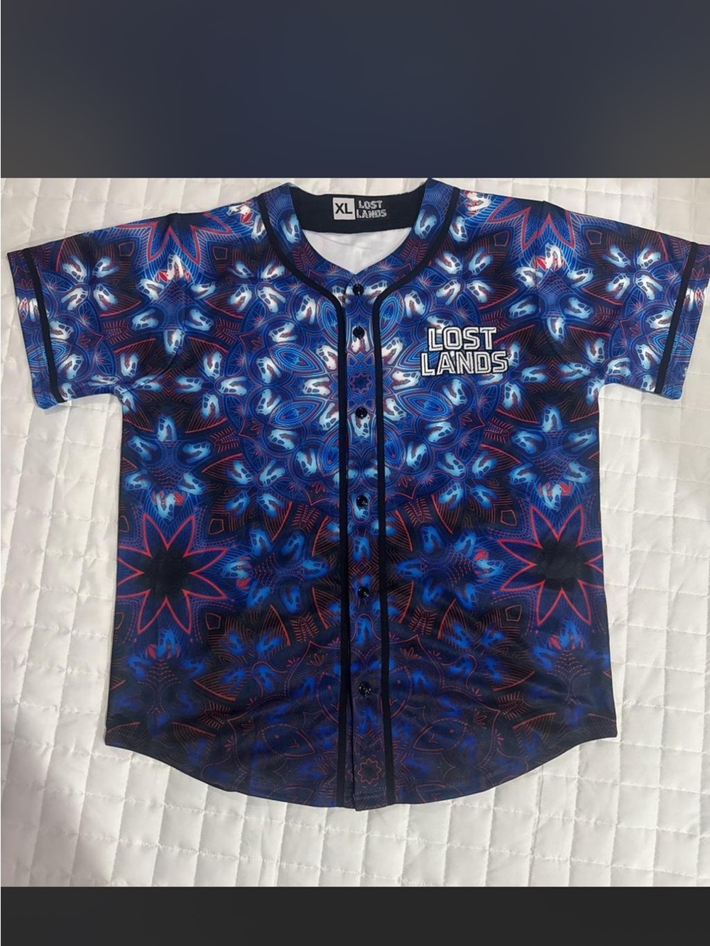 Lost Lands Festival Jersey XL Official Blue Baseball Button Up Excision Rave EDM